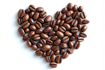 heart made out of coffee beans on a white surface