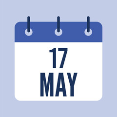 17 May Calendar, Isolated Vector Calendar.