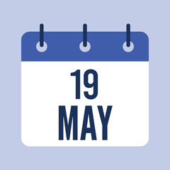 19 May Calendar, Isolated Vector Calendar.