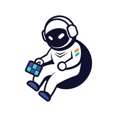 cartoon cyber skull with rainbow neon wires