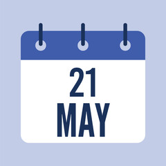 21 May Calendar, Isolated Vector Calendar.