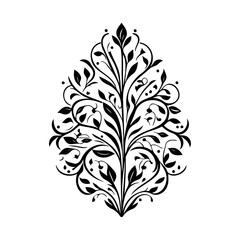 Elegant Floral Ornament, Black and White Design