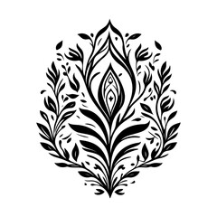 Elegant Floral Motif in Abstract Black and White
