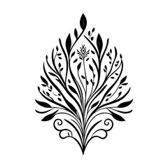 Elegant Floral Ornament in a Black and White Style