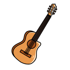 Guitar Acoustic Music Instrument Illustration for Concert Design, Band Performance, and Musical Education in Cartoon Style