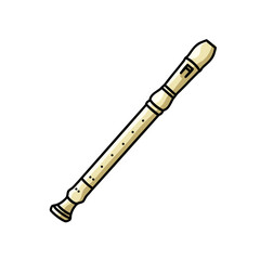 Flute Music Instrument Illustration for Concert Design, Band Performance, and Musical Education in Cartoon Style