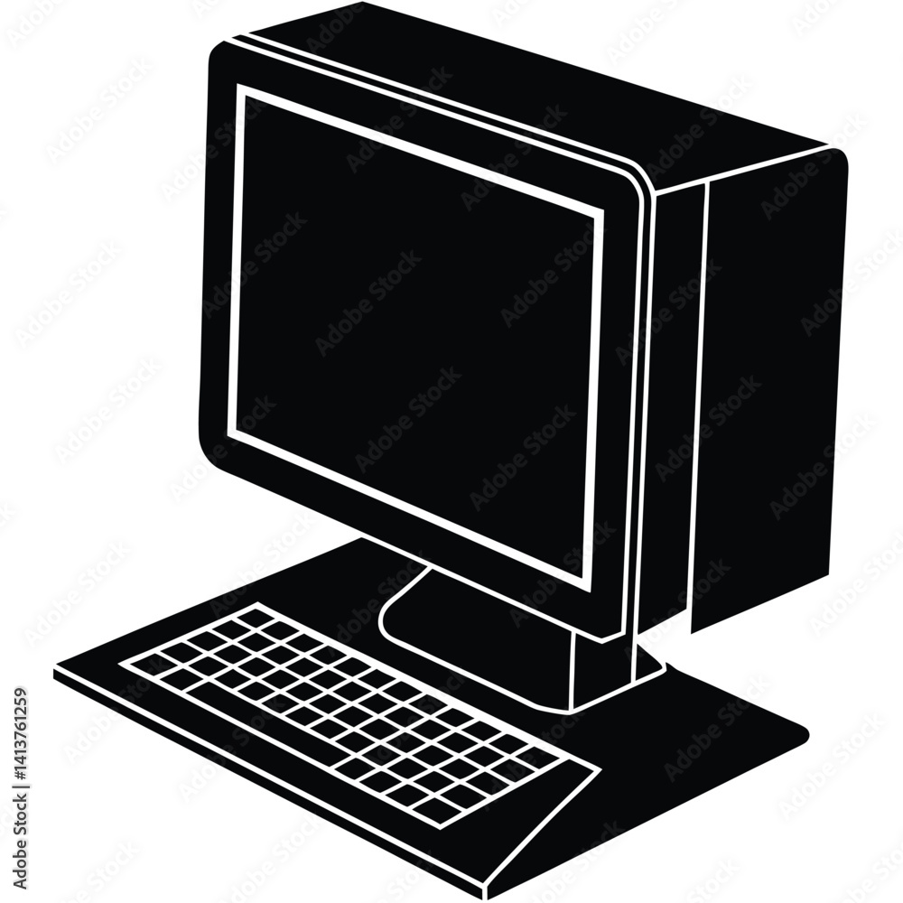 Poster isolated desktop computer on white background