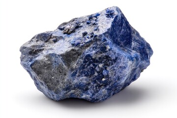 Obraz premium Studying Isolated Lapis Lazuli Stone on White Background for Geology Education