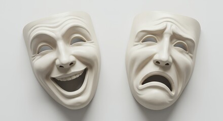 Simple masks happy sad emotions illustration