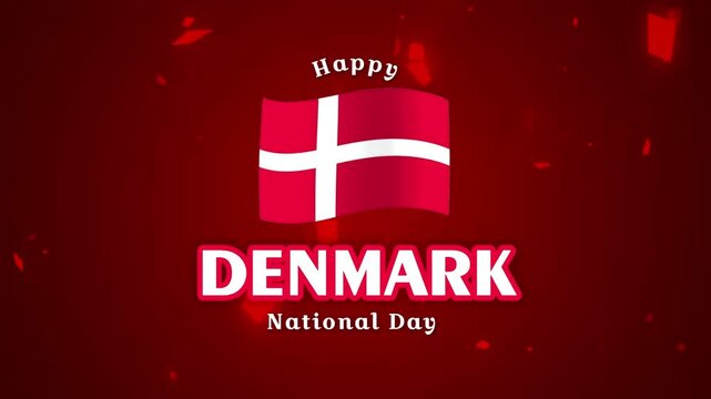 Happy Denmark National Day Animated Video with Red Background | Danish National Day Celebration
