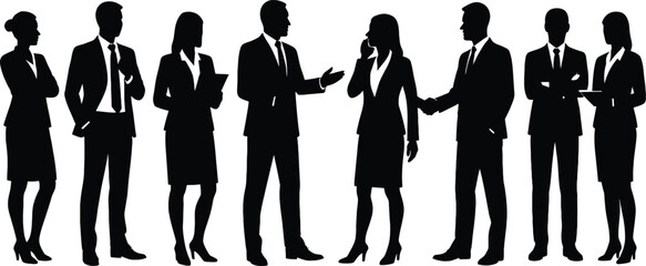 Vector silhouettes of people, Business men and women