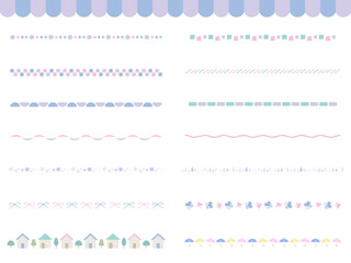 可愛い手描きのカラフルな梅雨色ラインイラストセット