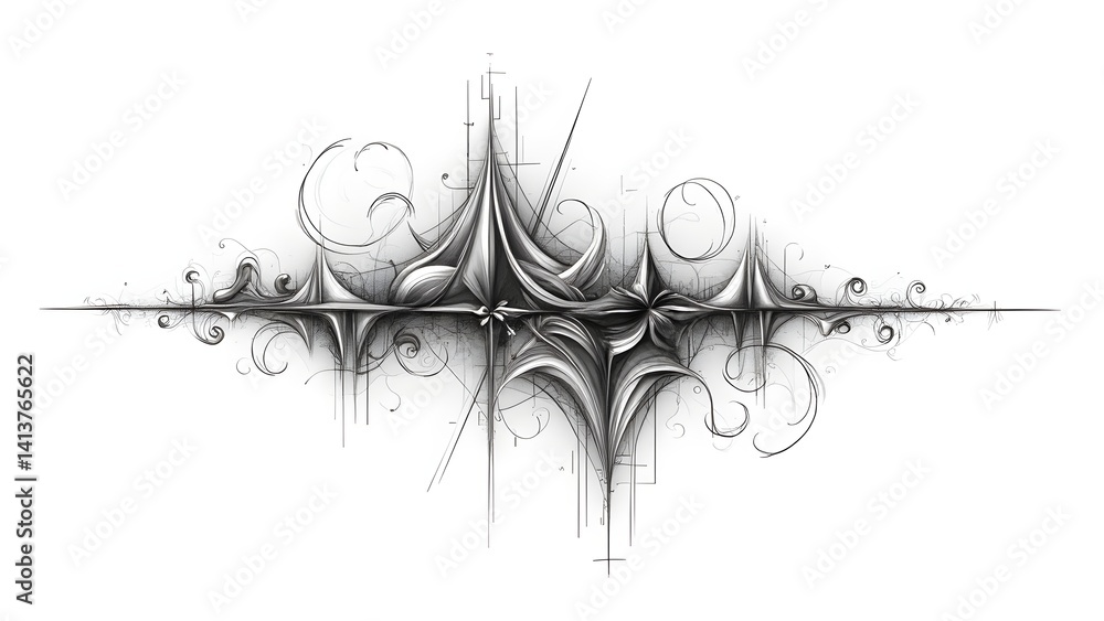 Poster modern abstract geometric linear design element with artistic curves and swirls
