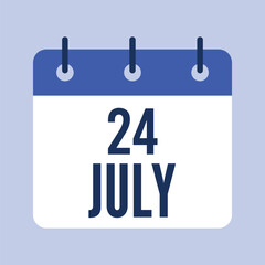 24 July Calendar, Isolated Vector Calendar.