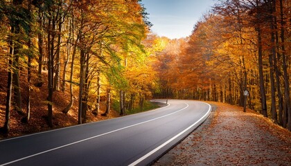 Obraz premium road in autumn forest