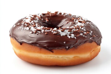 Delicious Chocolate Donut with Sprinkles on White Background Ready to Eat