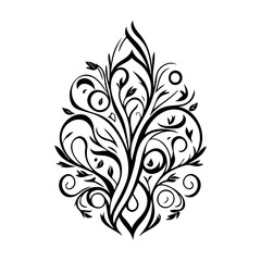 Black Floral Element for Decoration or Ornament