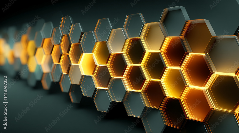 Poster futuristic hexagonal abstract background symbolizes innovation structure and connectivity with honey