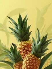 Fototapeta premium Pineapple Still Life with Leaf Pattern Background for Tropical Theme