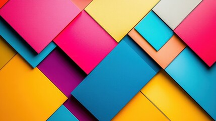 Vibrant Abstract Geometric Composition: Colorful Squares and Rectangles