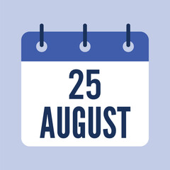 25 August Calendar, Isolated Vector Calendar.