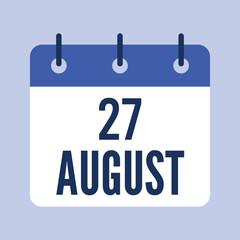 27 August Calendar, Isolated Vector Calendar.