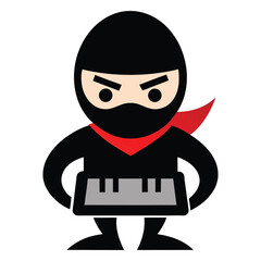 cartoon ninja keyboard logo white background