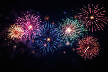 colorful fireworks on a black background