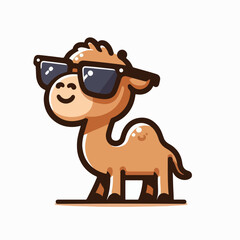 cartoon camel wearing glasses vector illustration