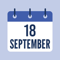 18 September Calendar, Isolated Vector Calendar.