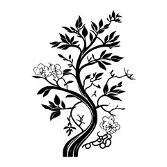 Obraz premium Stylized Silhouette of a Blossoming Tree Vector
