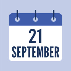 21 September Calendar, Isolated Vector Calendar.