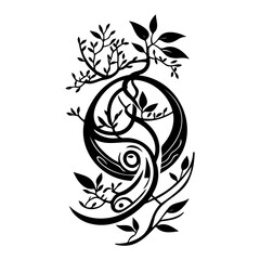 Symbolic Tree of Life Illustration, Black and White