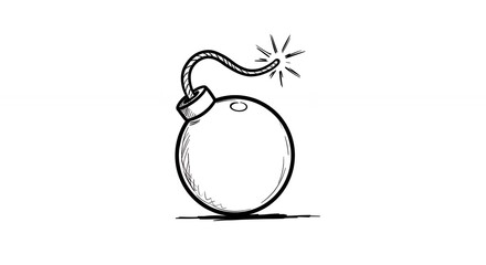 Simple black and white bomb graphic