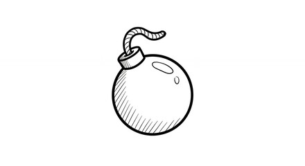 Simple black and white bomb illustration
