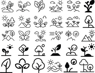 Fototapeta premium Nature Line Art Icon