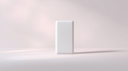 Blank white smartphone mockup in a soft light studio setting.