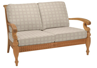 A classic, comfortable leather sofa and armchair, vintage furniture pieces, are isolated on a white background, perfect for interior design and home decor