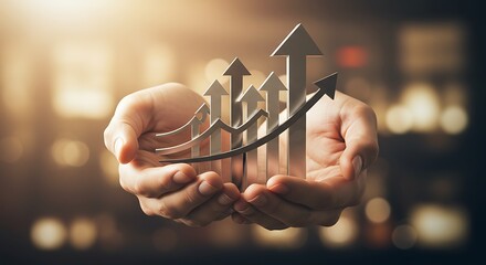 Holding Increasing Arrows Financial Growth Concept