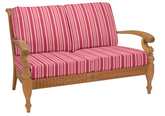 A classic, comfortable leather sofa and armchair, vintage furniture pieces, are isolated on a white background, perfect for interior design and home decor