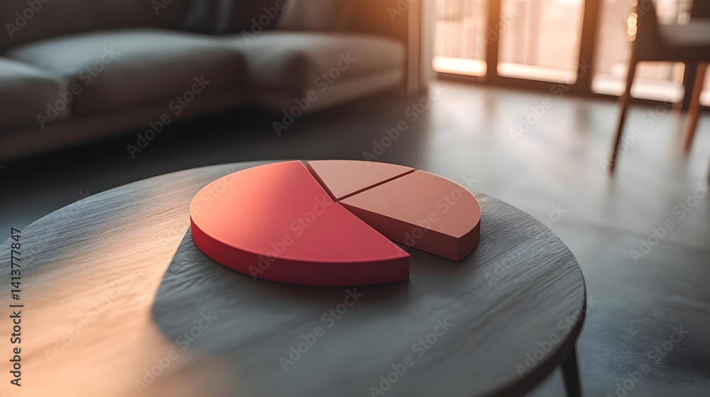 Poster funding analysis presentation office setting pie chart visualization modern environment close-up vie