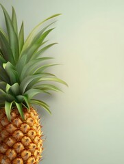 Fototapeta premium Ripe Pineapple with Lush Green Leaves: A Serene Still Life