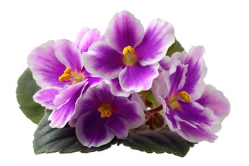 Fototapeta premium African Violet Cluster: Delicate Purple Blooms in Vibrant Detail