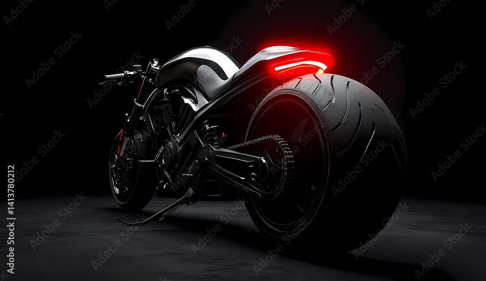 Poster sleek motorcycle silhouette: this image of a meticulously crafted motorcycle. showcasing its elegant