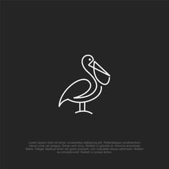 Obraz premium Elegant Pelican Outline on Stark Backdrop: A Modern Minimalist Design for Nautical Branding and Coastal Art, Featuring Streamlined Forms and Serene Ocean Vibes