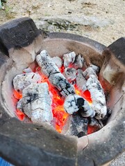 barbecue grill with fire