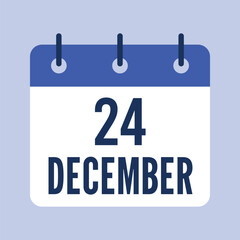 24 December Calendar, Isolated Vector Calendar.