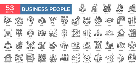 Business People collection set. Business People, Consulting , Challenge, Professional, Corporation, Segment, Management, Meeting, icon. Simple flat vector illustration