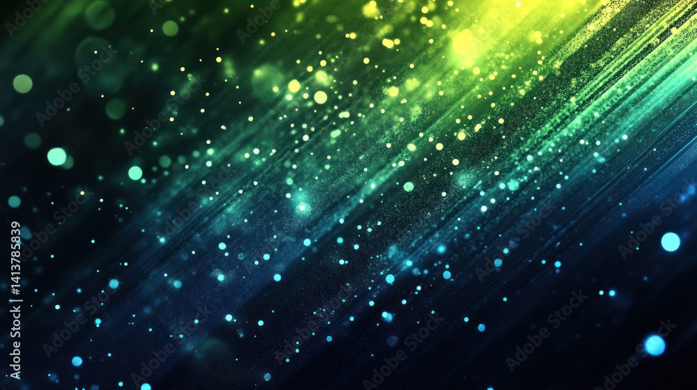 Poster ethereal illumination a cascade of shimmering particles amidst a dark canvas with streaks of luminou