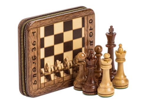 Compact Travel Chess Set with Magnetic Pieces in Slim Case